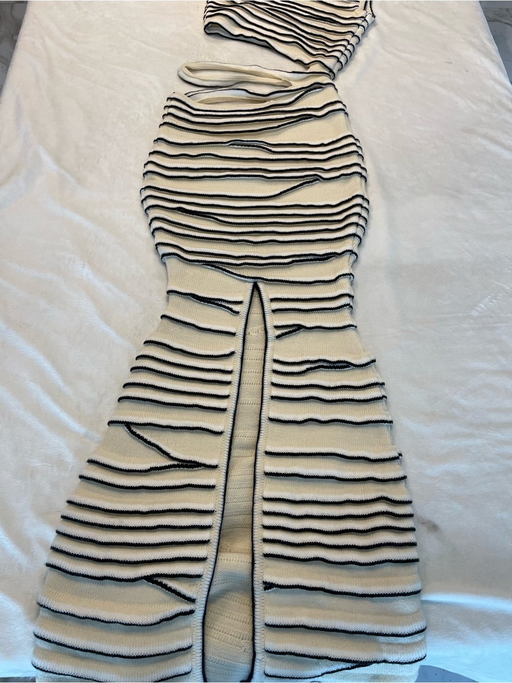 Hanifa Amelia Cream and Black Knit Cutout Maxi Dress Size XS NWT - Picture 5 of 5